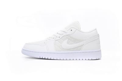 wholesale quality air jordan 1  low quilted triple white