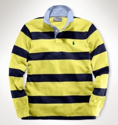 Ralph Lauren men Polo shirt-long sleeve-yellow/black strip No.369