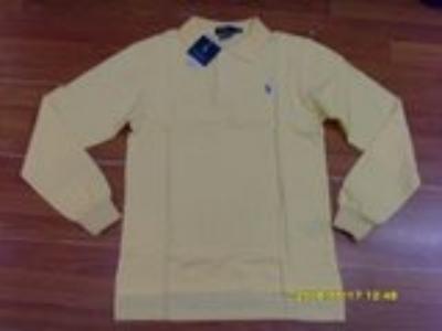 Ralph Lauren long sleeve men polo shirt-light yellow-small pony